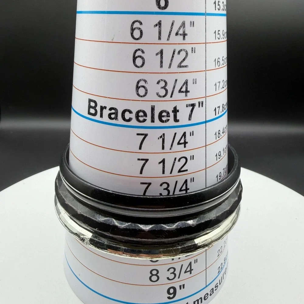 Black Silver Tone Bangle Bracelet Set of 3 Faceted Stackable Chunky Gothic Y2K